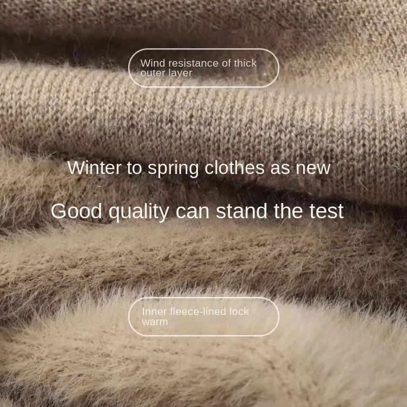 Autumn Winter Mens Turtleneck Sweater Knitted Velvet Warm Long Sleeve Pullover Outdoor Cold-proof Casual Blouse Base Sweater 241206