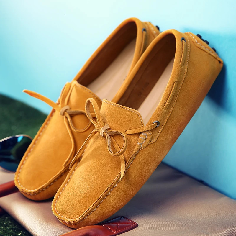 Suede Shoes Men Size 38-49 Men Loafers Soft Moccasins Man High Quality Shoes Casual Genuine Leather Driving Flats Penny 241206