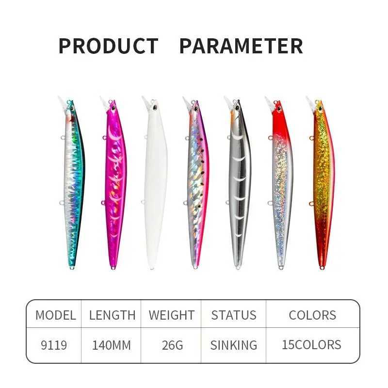 140mm 26g Ocean Boat Fishing Lure Sinking Minnow Big fish swimbait crankbait whopper plopper isca artificial pesca lures tunaXJ241128