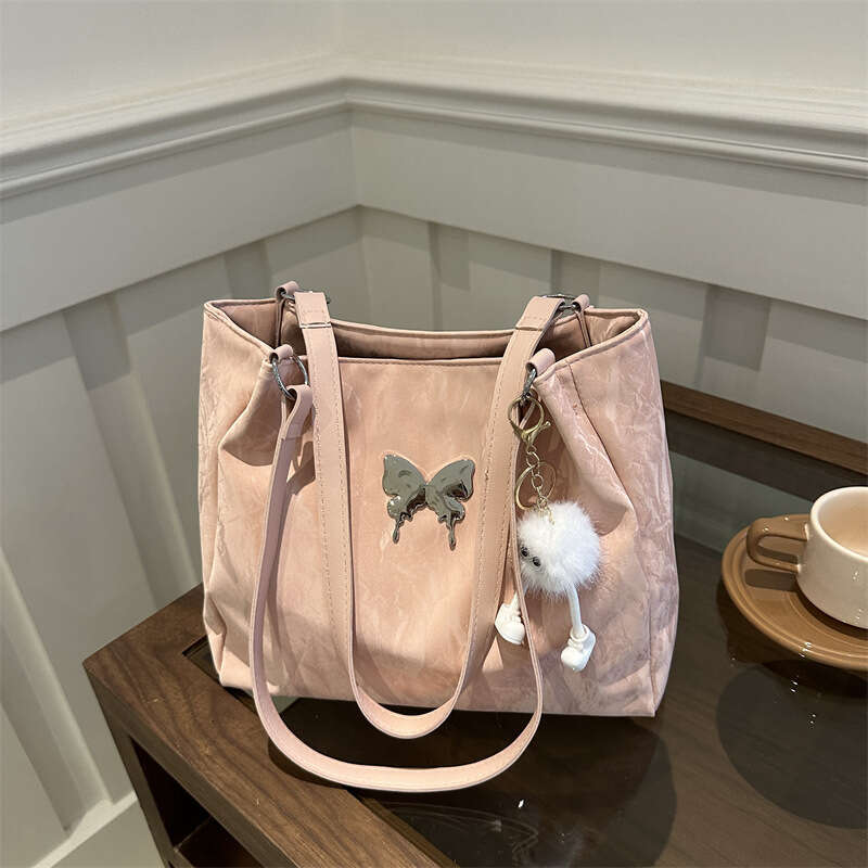 New Women's Soft Leather Large Capacity Tote With A Niche Feel, College Students' Shoulder Bag For Class, Fashionable Quality, Classic B4