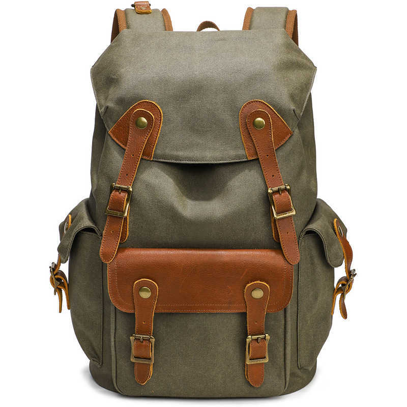 Backpack men's large capacity canvas backpack outdoor leisure travel backpack 16 inch computer bag 241215