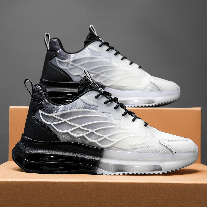 Men's shoes 2024 spring new trend men's low top sports thick sole leisure Sneaker Wings White