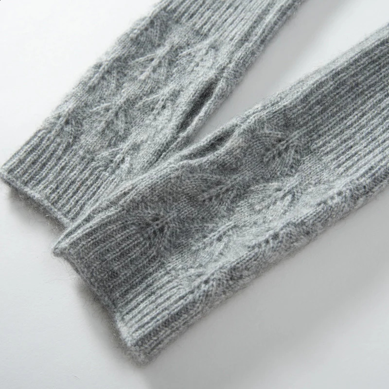 Winter womens 100% cashmere long gloves 25cm fine knitted fingerless gloves Y2k gloves half finger long arm heater 241206