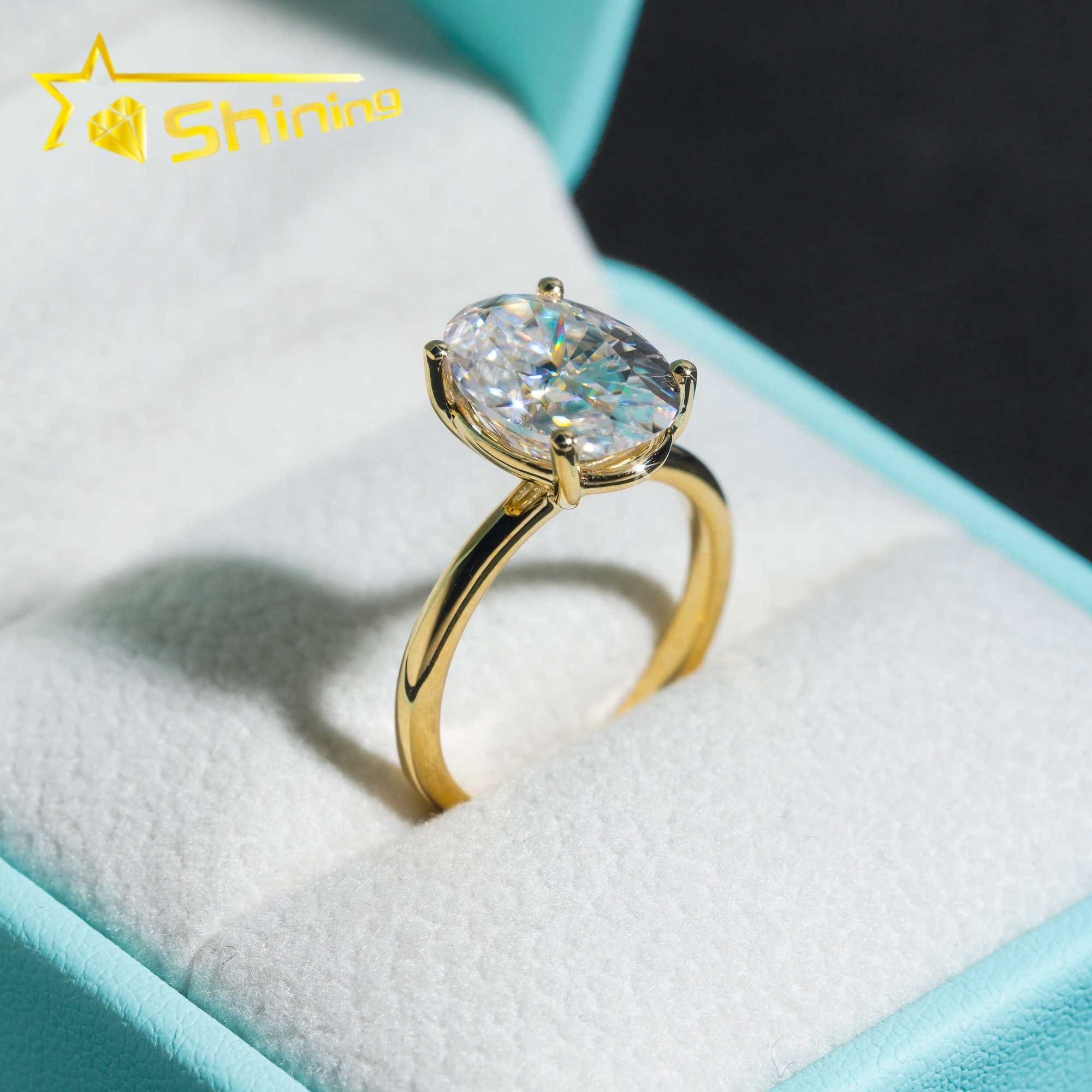 10K 14K 18K Solid Real Gold Engagement Rings 4.5CT Oval D Color VVS Moissanite Diamond Wedding Ring