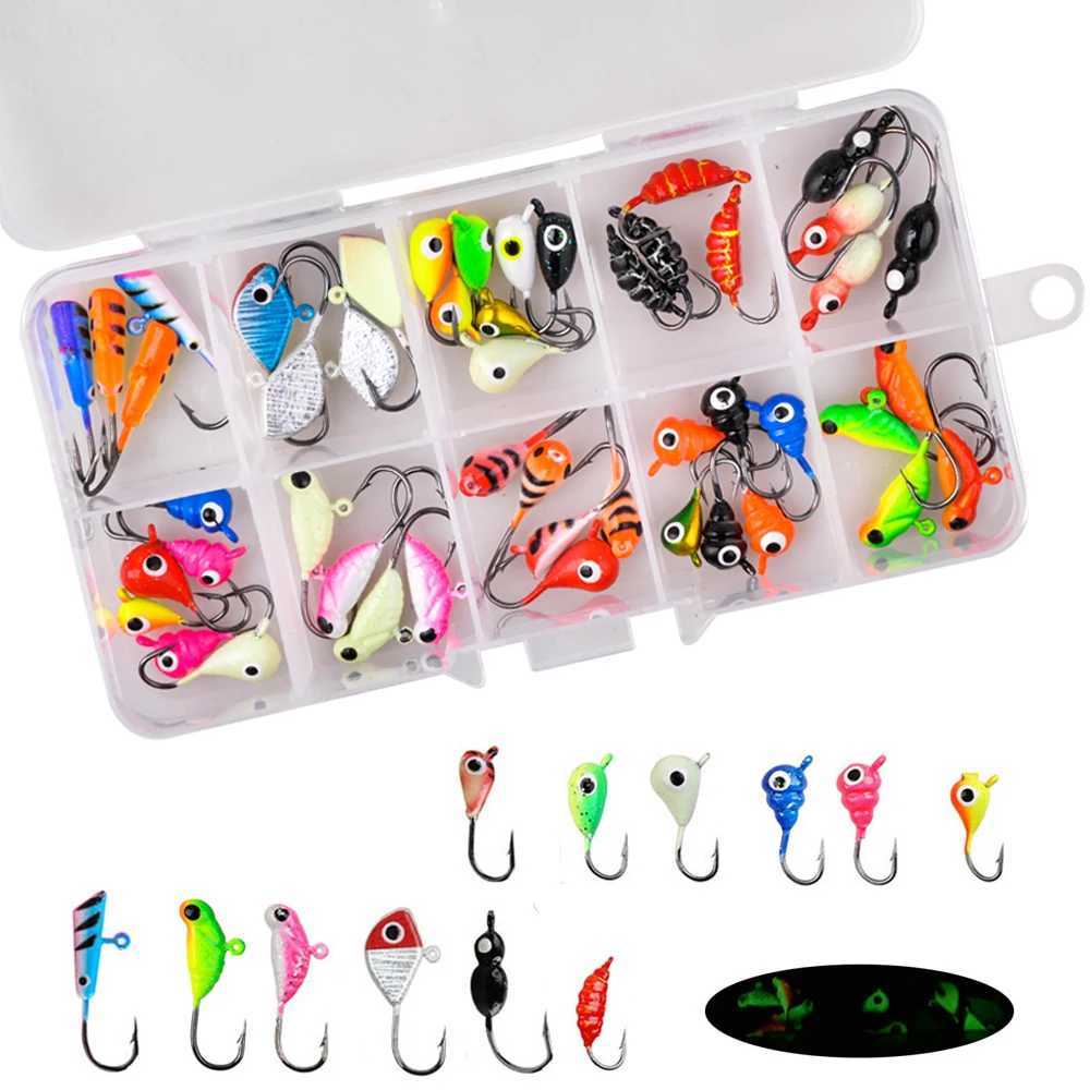36/60/72/84Pcs Winter Ice Fishing Hook Glow ice jig bait 1.2-2.6g Jigging Fishing lure ice jigs for crappie panfish fishing gearXJ241128