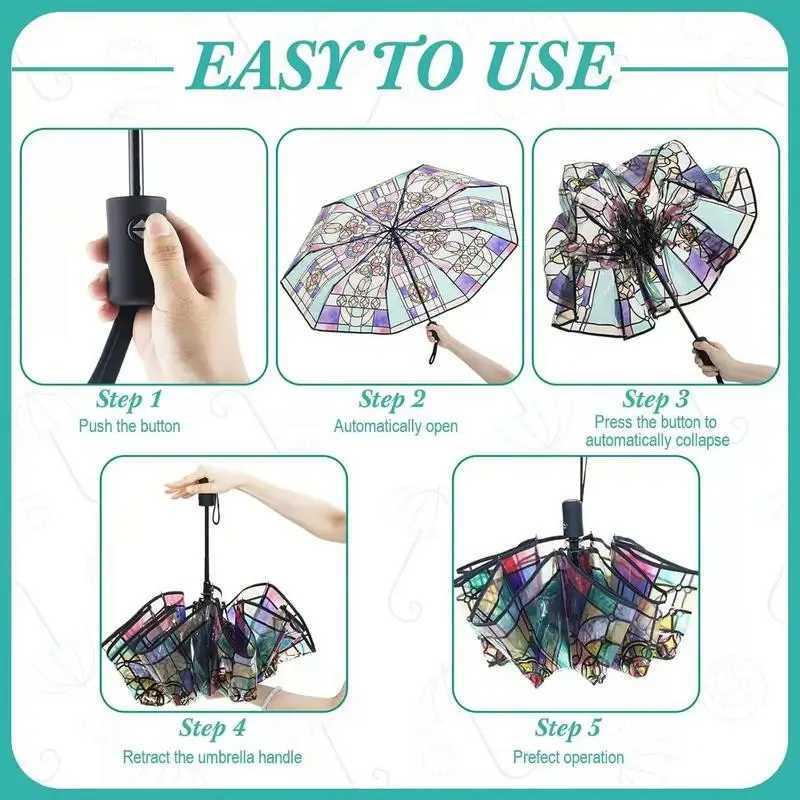 Vintage hand-painted transparent umbrella authentic foldable umbrella that opens and closes perfect gift for Wen T241206