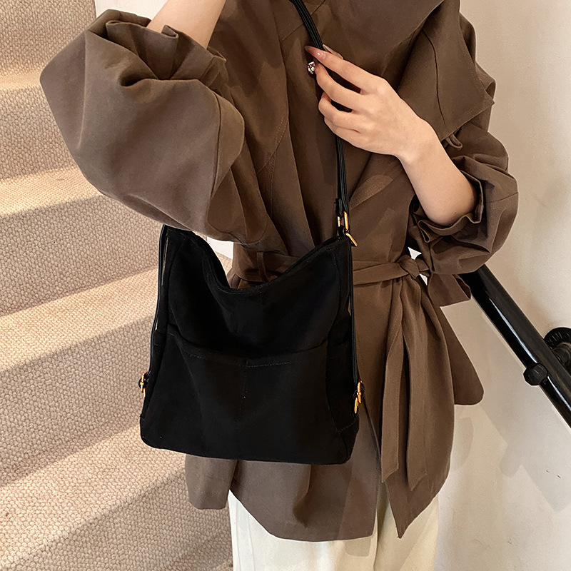 Autumn Winter Frosted Leather Shoulder For Women 2024 New Trendy And Versatile Large Capacity Commuting Multi Back French Tote Bag