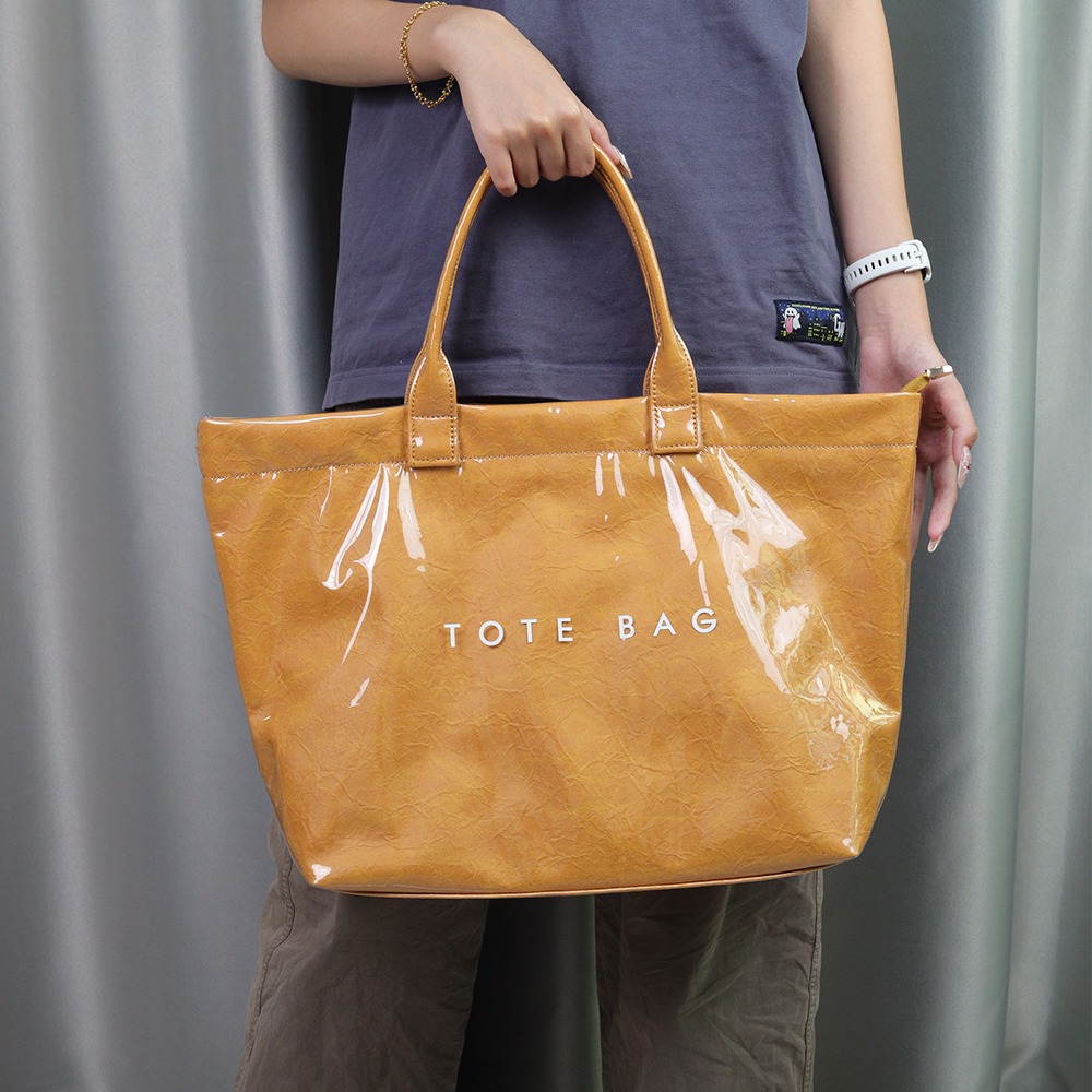 Chic Vintage-Inspired PVC Tote Bag for Women - Spacious & Lightweight, Perfect for Shopping