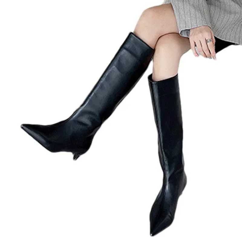 High Quality Pointed Toe Wen high boots designer Fi leather shoes new trend walking dress Eleglant motorcycle Botas Mujer T241206