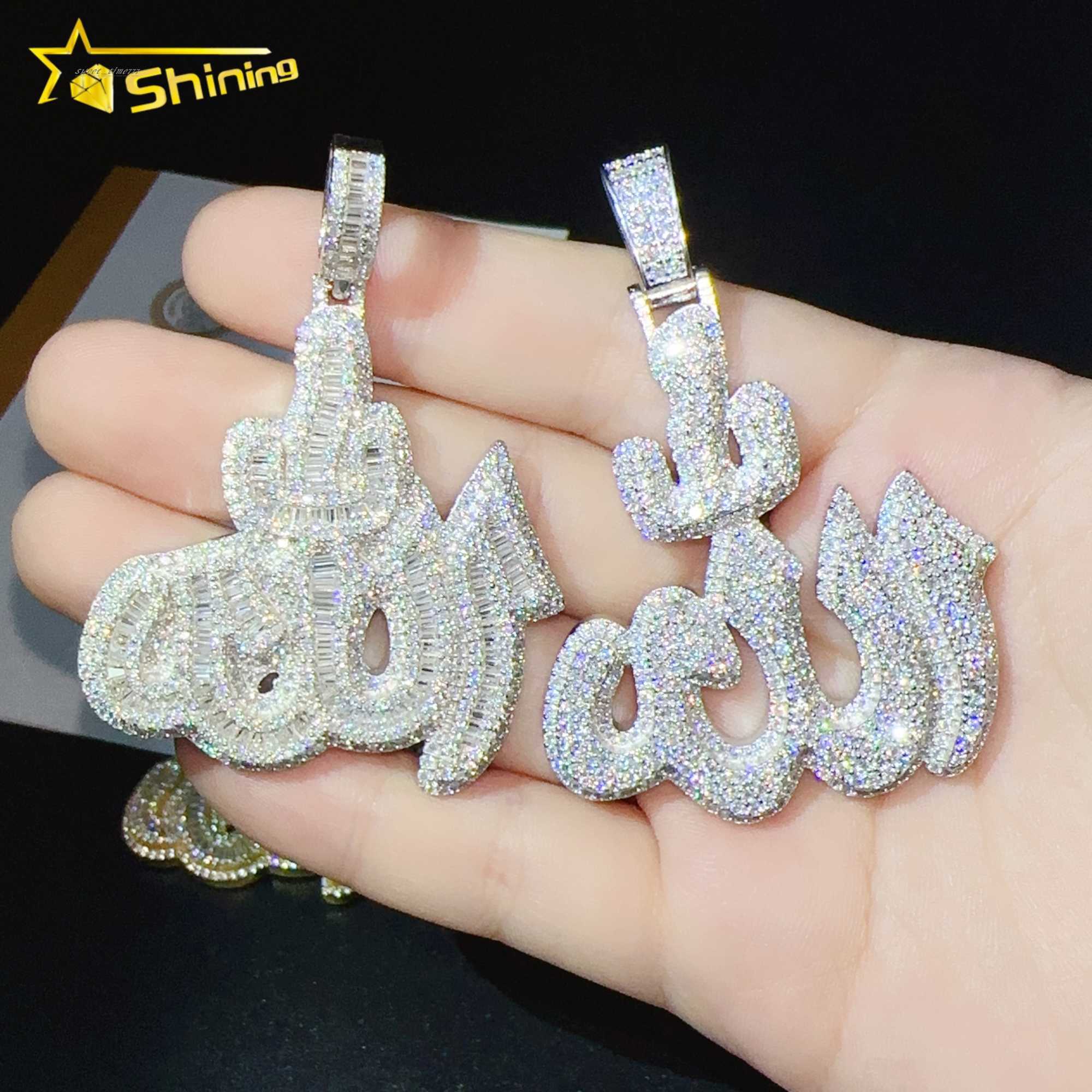 Iced out baguette diamonds pendant s925 silver d color moissanite hip hop pendants for men and women