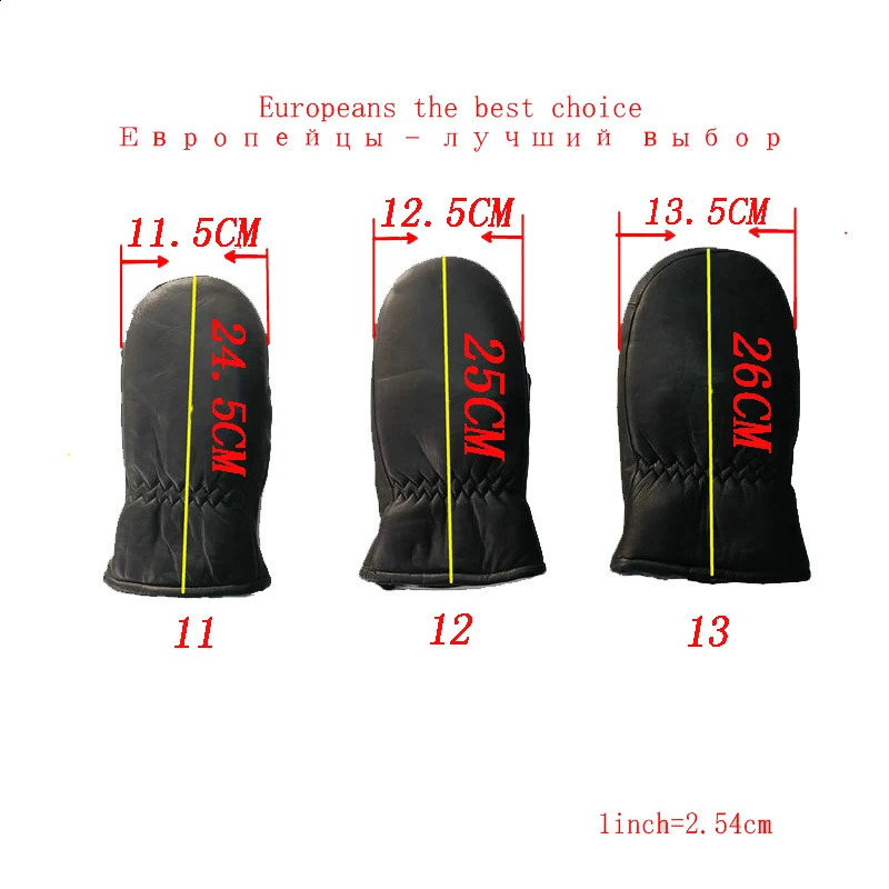 Mens sheepskin gloves mens genuine leather gloves winter outdoor warm fur thick gloves 241206