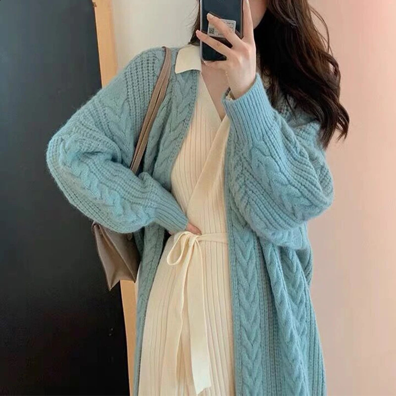 Women Sweater Cardigans Autumn Winter Knitted Jackets Korean Loose Oversized Long Sleeve Elegance Sweet Casual Coats Basics 241203