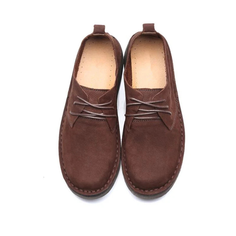 BAIGOBENDI Mens Lace Up Real Leather Simple Work Shoes Retro Oxfords British Style Euro Size 241206