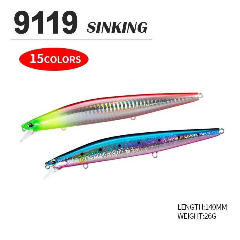 140mm 26g Ocean Boat Fishing Lure Sinking Minnow Big fish swimbait crankbait whopper plopper isca artificial pesca lures tunaXJ241128