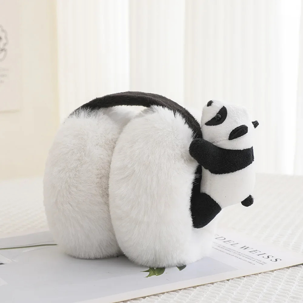 Fashion Winter Boys and Girls Cute Earrings Warm Plush Windproof Earrings 3D Panda Winter Earrings Female 241205