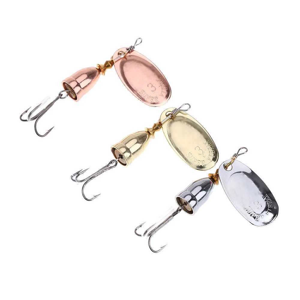 1pcs Rotating Spinner Metal Lure 4g 6g 8g 10g 16g 19g Brass Hard Artificial Spoon Bait Treb Hook Fishing Tack For PikeXJ241128