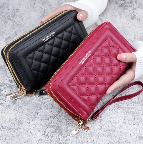 Wallet Women 2024 New Long Style Women's Handheld Korean Edition Casual Phone Bag Double Zipper Wallet Large Capacity Card Bag #9 swissmilitary