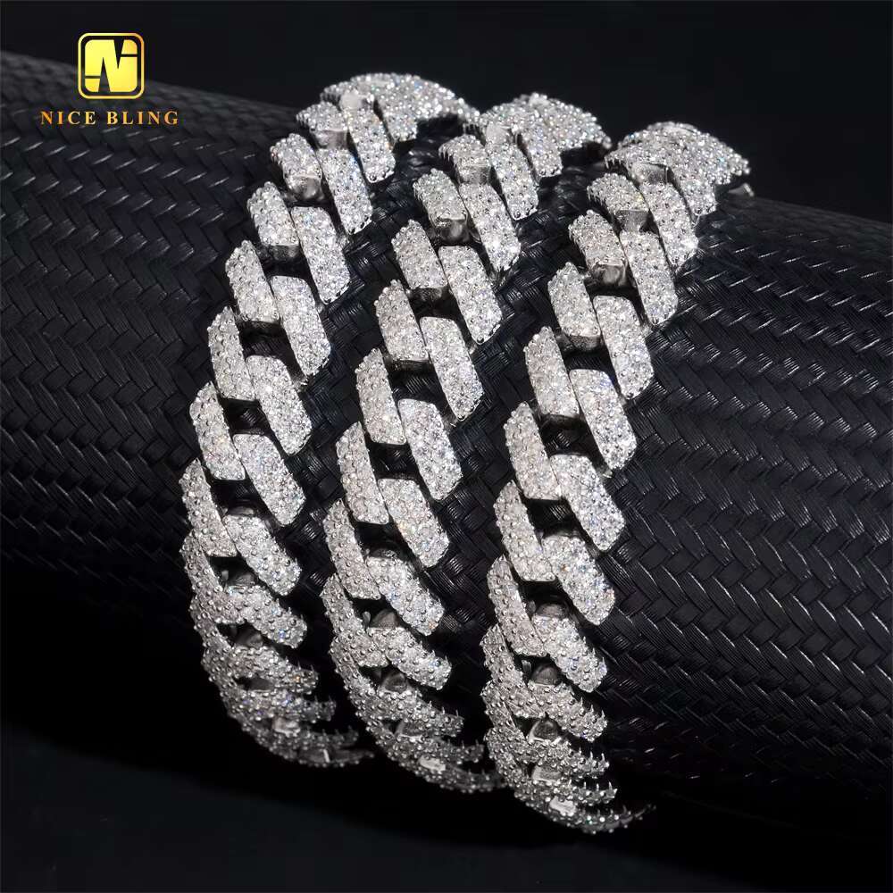 Pass Tester 12mm Custom Iced Out Dia Hip Hop Jewelry Cuabn k Chain Sier VVS Moissanite Necklace A+
