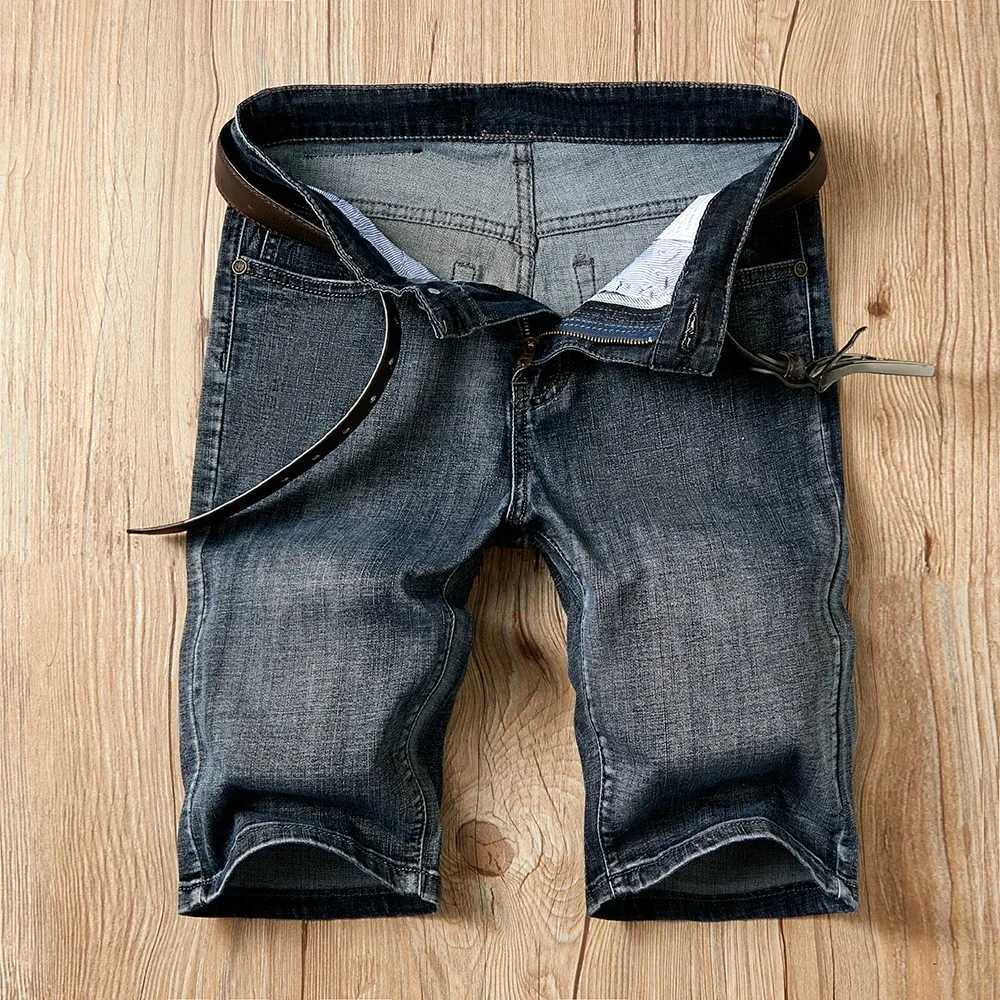 New Dark Blue Fashion Design Mens Jeans Slim Fit Straight Mens Short Jeans Summer Shorts Jeans Mens Jeans StretchXJ241206