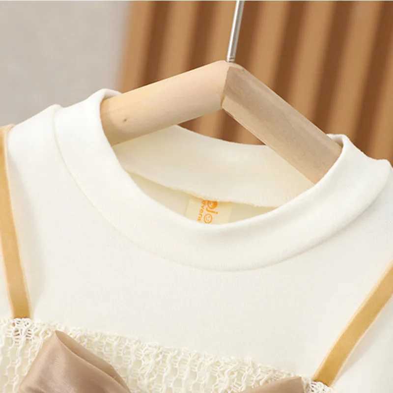 (9 Months -3 Years Old) Spring And Autumn New Fake Two Piece Baby Girl Princess Dress Sweet Bow ChildrenS Long Sleeve ClothesXJ241206