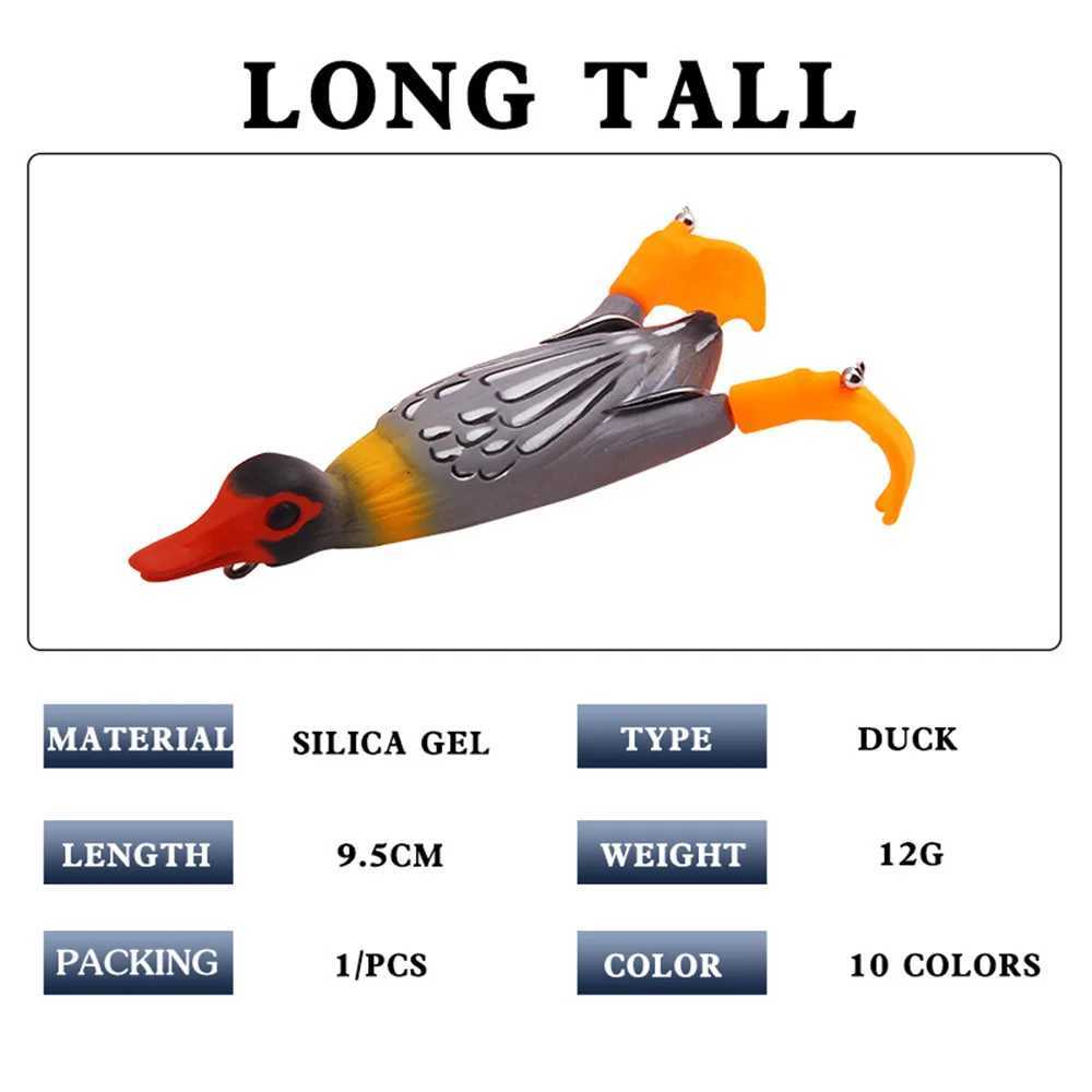 1Pcs Topwater Propelr Flipper Lifelike Duck Soft Fishing Lure 9.5cm 12g Artificial Silicone Bait Rotating Fishing Tack GeerXJ241128