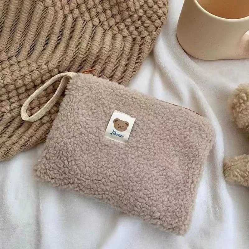 Large Capacity Cute Plush Travel Cosmetic Lipstick Storage Bag Women Makeup Kits Handbags Organizer Wallet Pencil Case Pouch BagXJ241206