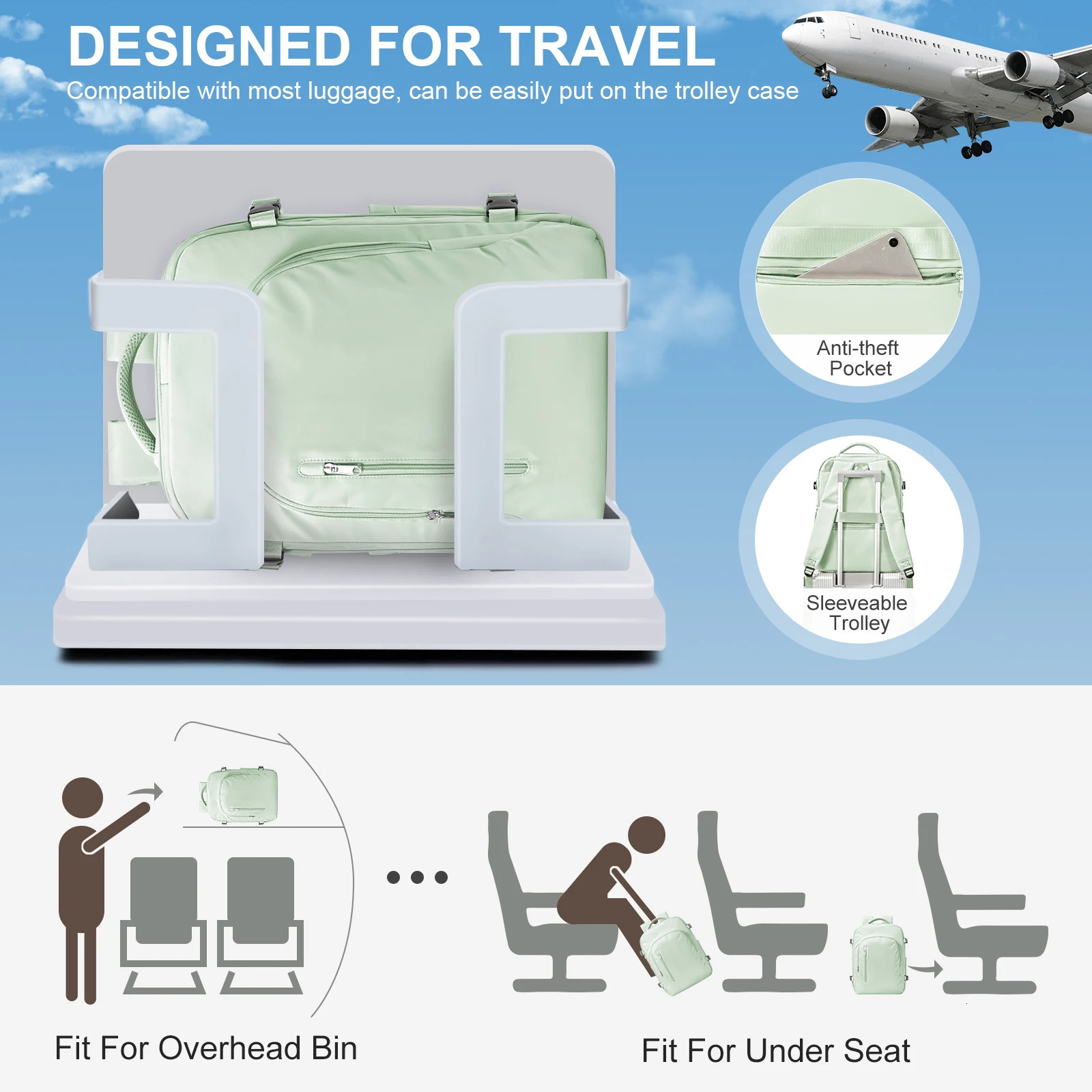 Mens Laptop Backpack SchoolbagTravel Backpack Cabin Aircraft 40x20x25Easyjet 45x36x20 Womens BackpackWaterproof Female Bag 241206