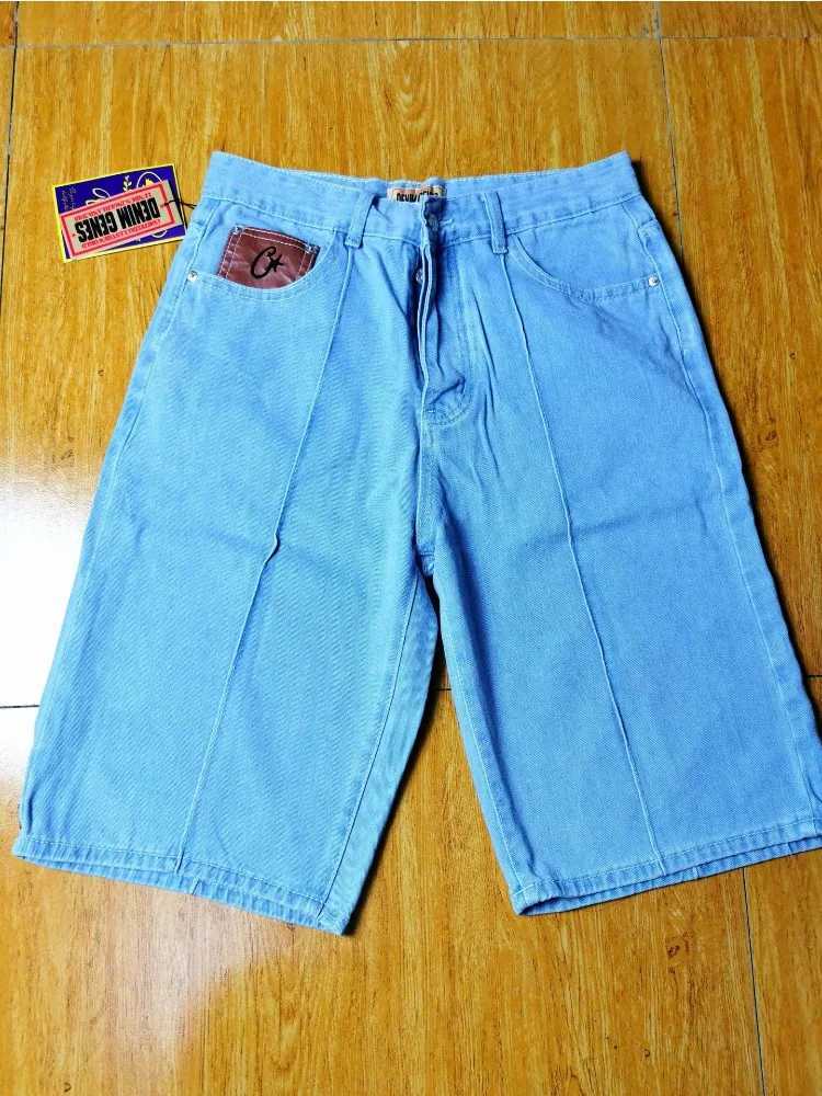 DEEPTOWN Y2k Hip Hop Denim Shorts Jorts Mens Streetwear Harajuku Fashion Casual Punk Rock Gothic Wide Leg Baggy ShortsXJ241206