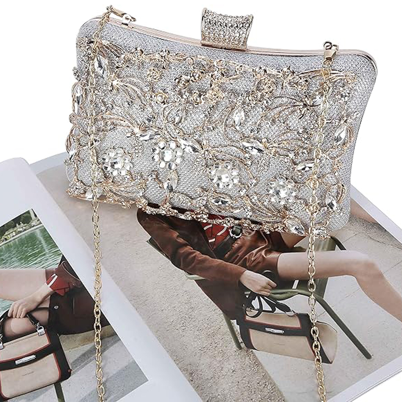 Crystal Evening Clutch Bag Clutch Purse for Women Wedding Evening Bag Sparkle Formal Bridal Purse Ladies Prom Cocktail Party Handbag Rhinestone Weddin