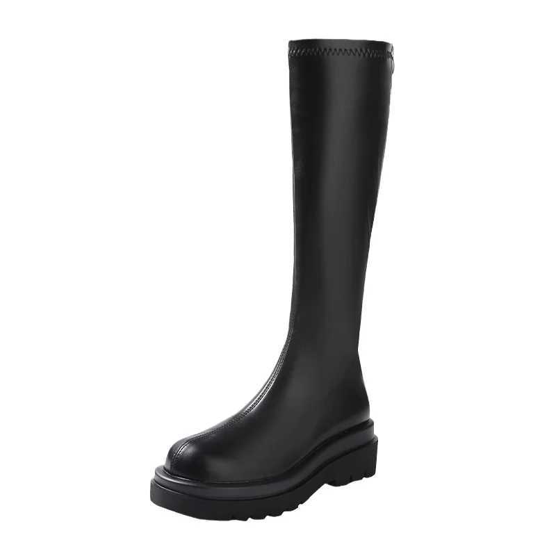 High Quality Platform Heel Warm Knee High Boots Fi Cfort Warm Fur Leather Shoes Autumn Warm Knight Lg Boots T241206