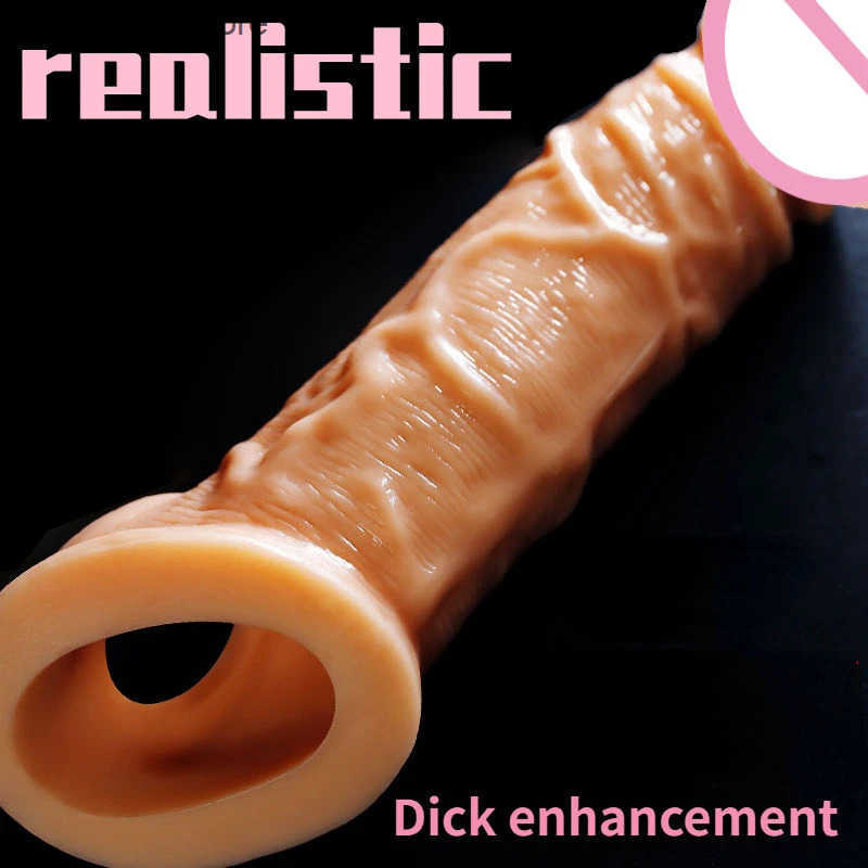 Dildos/Dongs 21cm Solid Penis Sleeve Large Penis Expansion Sleeve Penis Extension Lock Sperm Sex Toy J241207
