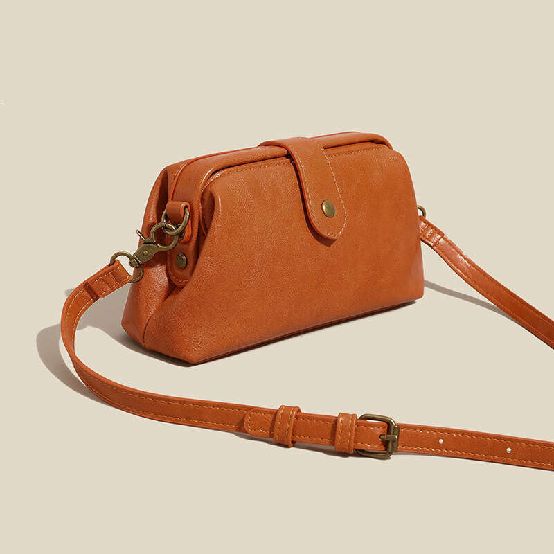 2025 new soft leather clip single shoulder diagonal cross women's bag