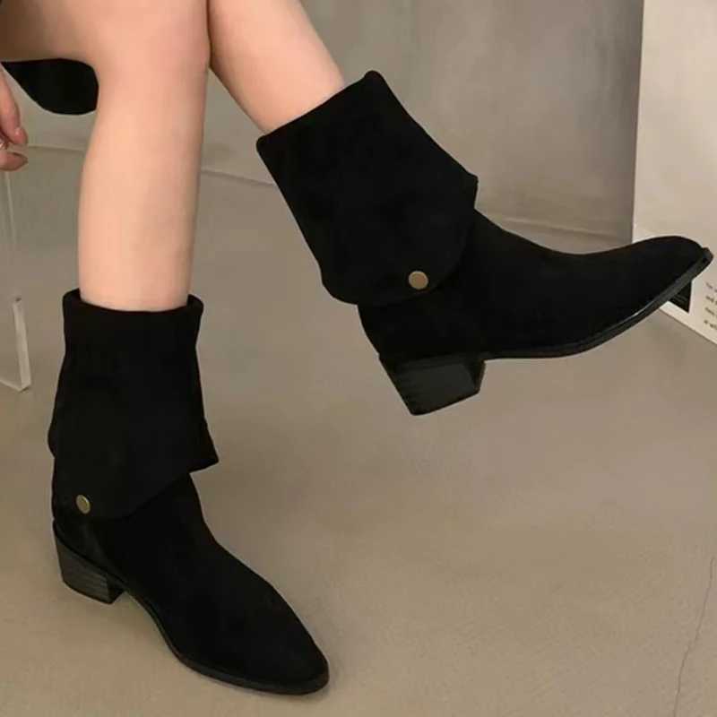 High Quality Warm knee high boots winter suede mid H shoes brand short and chubby snow boots Fi warm pump elegant Botas unprinted good product T241206