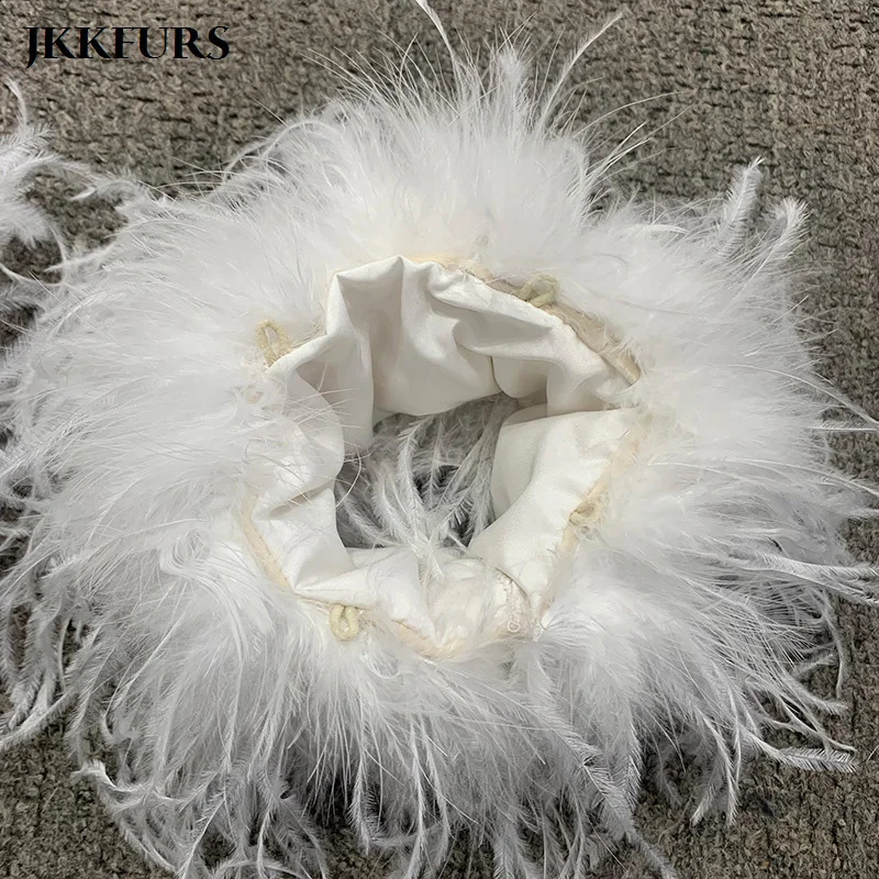 Womens wide and long feather fur cuffs 100% real feather detachable sleeves wristband heater S47 241206