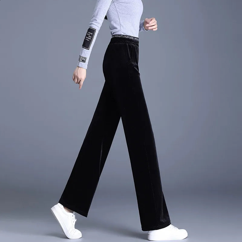 Korea High Waist Fall Gold Velvet Pants for Women Pants Loose Tight Pants Womens Spring/Summer Mop Pants S-5XL 241202