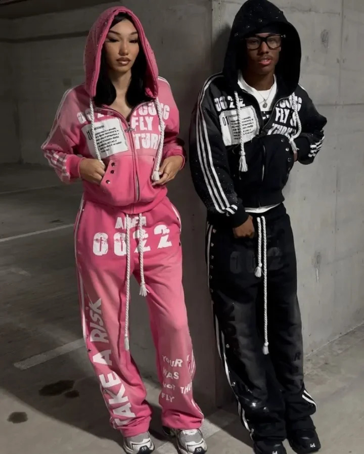 Y2k America Vintage Sequins Rhinestone Embroidery Zipper Hoodie Men Women Punk Gothic Stripe Patchwork Trendy Sweatshirt Hoodies 241204