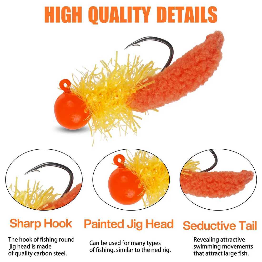 5Pcs Fishing Jig s with Soft Lure Tail Maggot Baits Bass Fishing Lure 3.5g Jig for Trout Crappie Jig FishingXJ241128