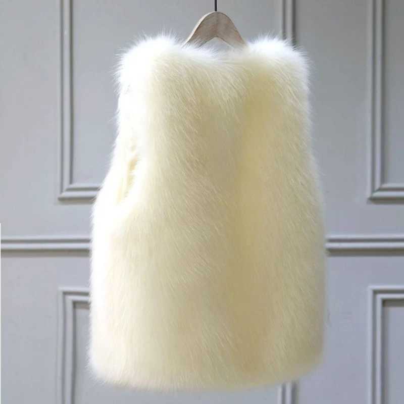 Fur Jacket Womens Sveless Vest Winter Mid-length Faux Coat Ele Thermal 2024XJ241206
