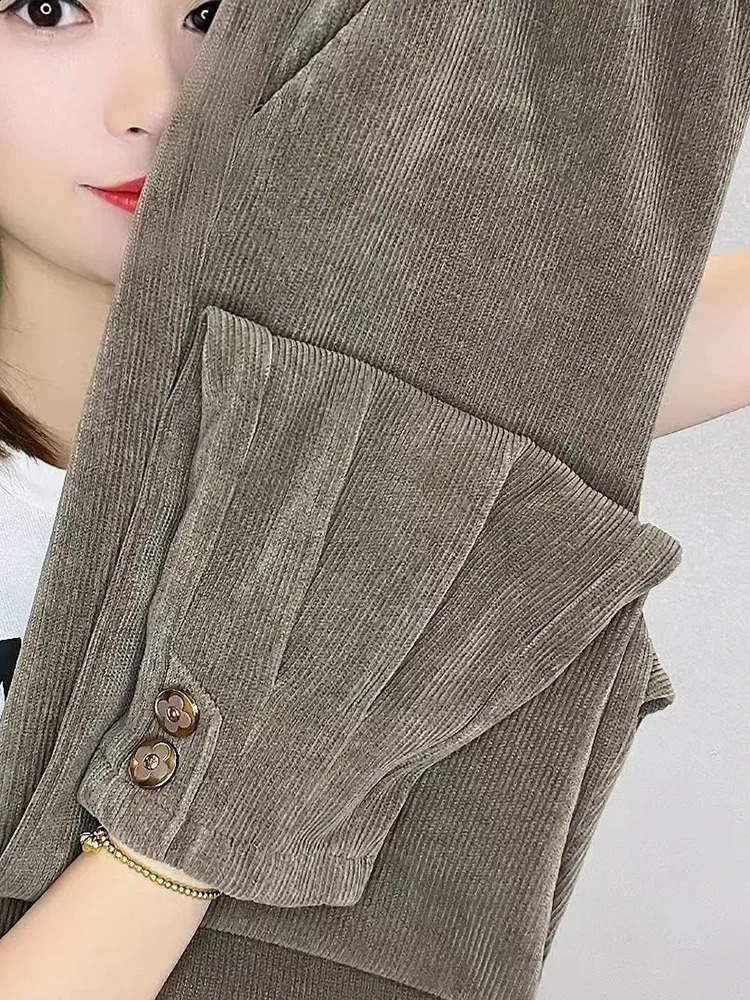 Corduroy velvet lined warm harem ankle pants winter thick womens jogging pants casual chiffon sports pants 241202