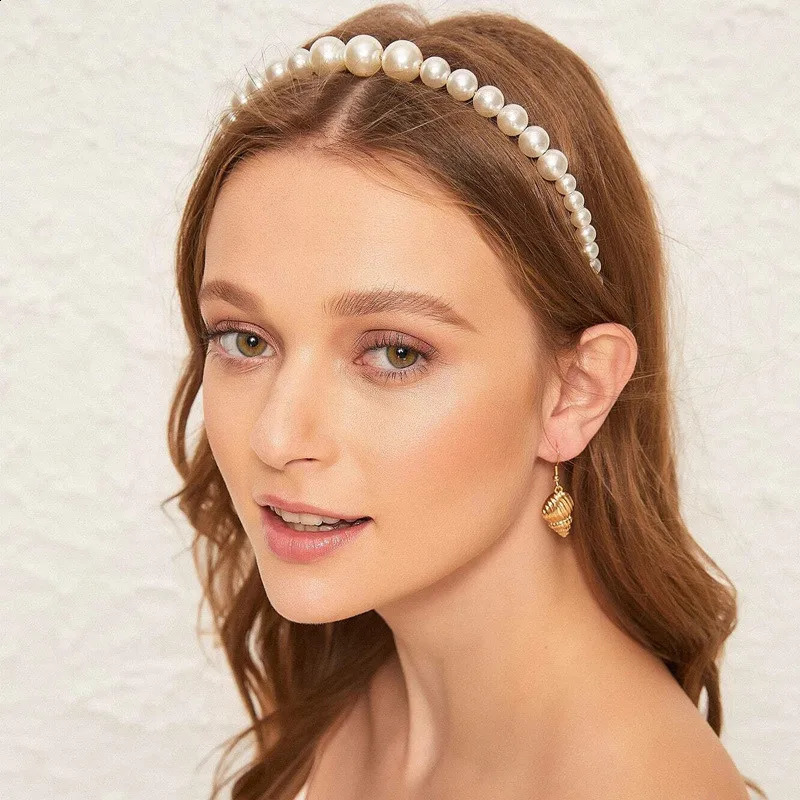 Modyle Fashion Full Pearl Hairbands Elastic Flower Women Hair Hoop Bands Headband Bezel Girls Accessories Headdress 241122