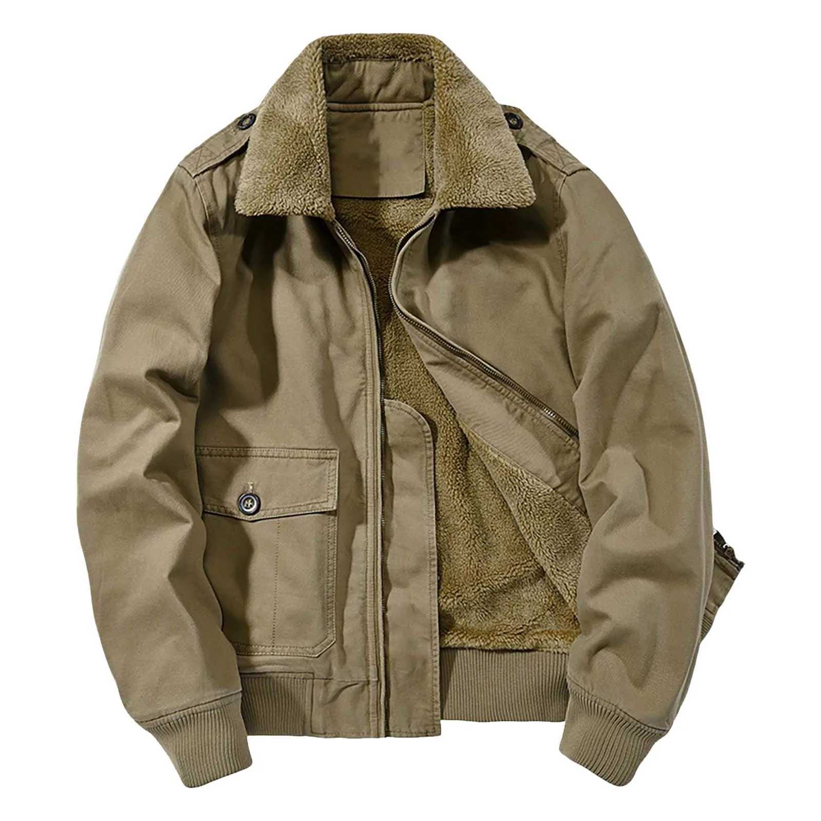 Solid Color Zipper Loose Thicken Cotton Bomber Jacket For Men Lambs Wool Autumn Warm Outdoor Sportwear Winter Male Clothing NewXJ241206