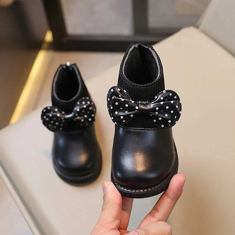 Zapatos Nia Velvet Children Ankle Boots Winter Boot Girl Leather Boot Warm Snow Boots Bow Short Boot Childrens Shoes BotinesXJ241206