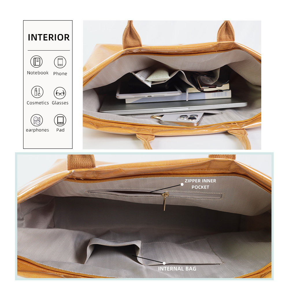 Chic Vintage-Inspired PVC Tote Bag for Women - Spacious & Lightweight, Perfect for Shopping