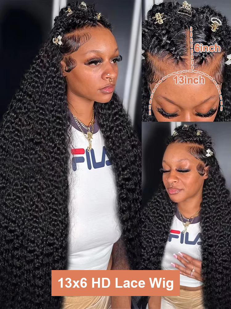 30 40 Inch 13X6 HD Front Human Hair Wigs Deep Wave Transparent 13X4 Curly Lace Frontal Wig Glueless 5X5 Closure Brazilian