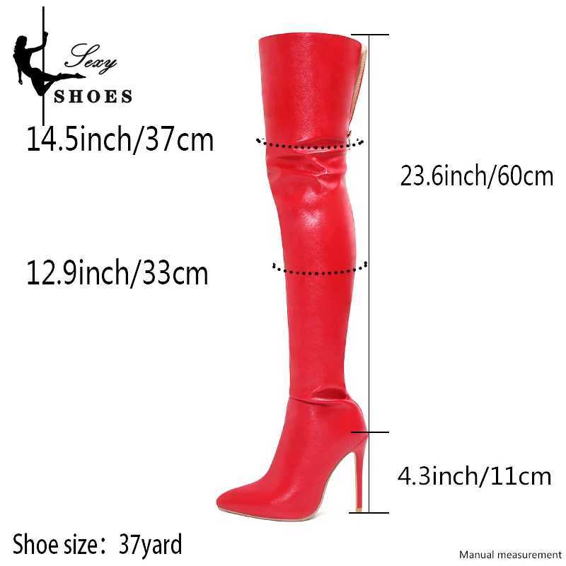 High Quality Autumn/Winter Lg Boots Back Zipper High Knee Warm Elastic Boots Large Size 35-47 Fem Boots High Heels T241206