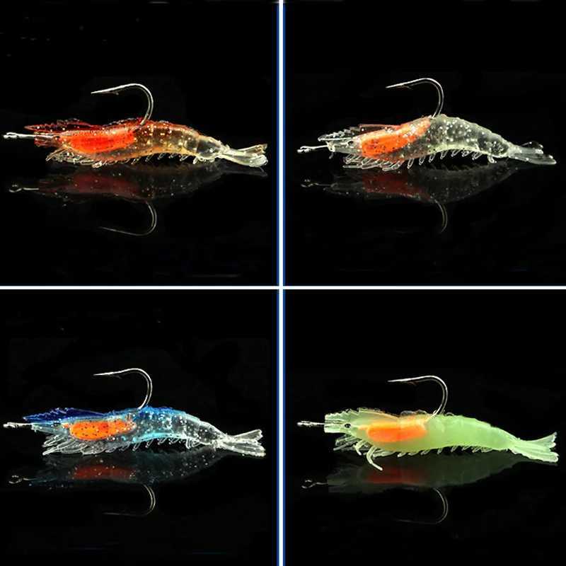 4PCS/Bag 6cm 3g Luminous Simulation Shrimp Soft Bait Artificial Soft Rigs Fishing Lure Bass Sea Fishing TackXJ241128
