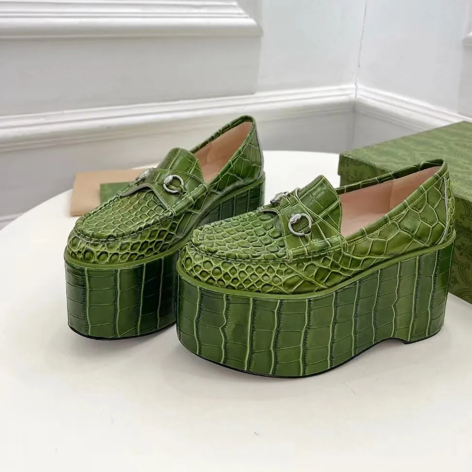 Designer shoes womens loafers bee Platform leather horsebit loafer women Canvas Casual Sneakers Interlocking Lug sole Moccasins Flat Mule slippers