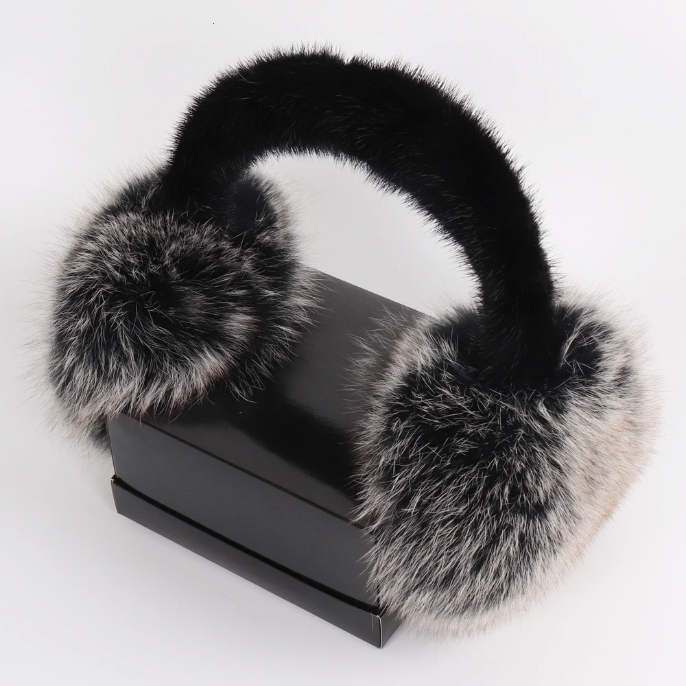 Fluffy 100% real fox fur earmuffs for winter warmth natural fox fur earmuffs for women real mink fur earmuffs for women 241205