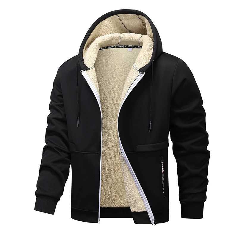 Cotton jacket mens autumn and winter new artificial wool jacket outdoor sports and leisure thick warm hooded jacketXJ241206