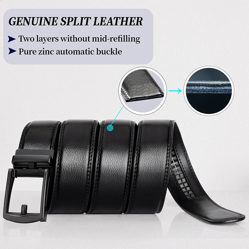Maikun Genuine Leather Ratchet Belts For Men Dress Black Waist Comfort Click Belt 241205
